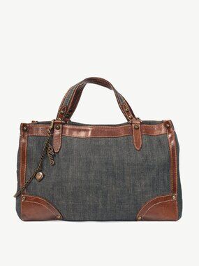 Burberry Blue Label Blue Denim & Leather-Trim Handbag